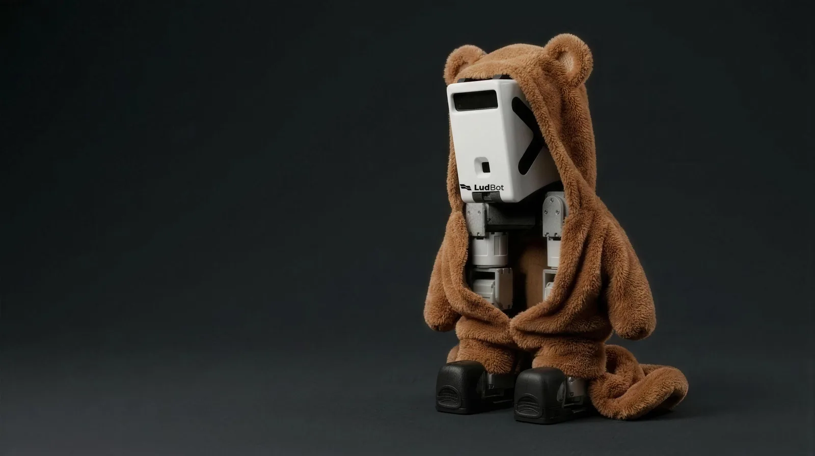 곰 캐릭터 의상을 입은 이족보행 LUDBOT — 루드다이나믹스 공식 제품 비주얼